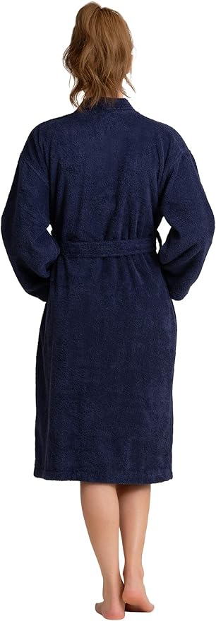 Soft Touch Linen Women's Robe Terry Cotton Cloth- Kimono Style- Thick, Breathable & Comfortable- Lightweight & Absorbent