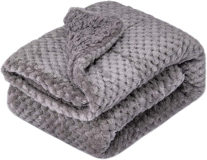 Fuzzy Blanket or Fluffy Blanket for Baby Girl or boy, Soft Warm Cozy Coral Fleece Toddler, Infant or Newborn Receiving Blanket for Crib, Stroller, Travel, Outdoor (40" x 48", DG-Flint Gray)