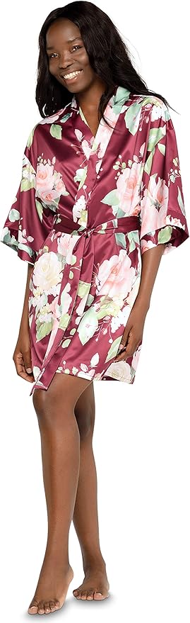 Turquaz Women's Bride Bridesmaids Silky Robe Satin Kimono Robes for Women Lingerie