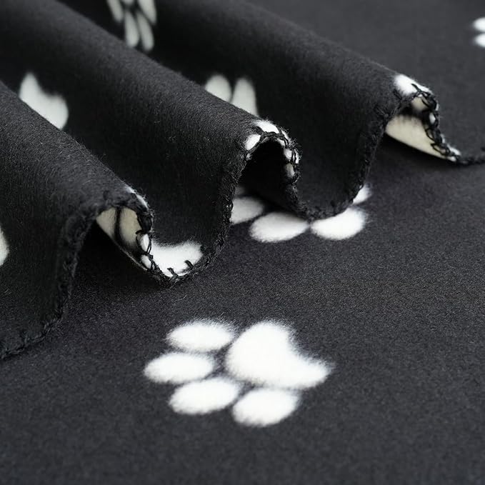 ZYFZCYBL Fleece Throw Blankets Lightweight Warm Soft Cozy Pet-Friendly Bulk Fleece Throw Blanket Solid for Home Bed, Sofa，Office,Gifts, Couch (Pack of 6-50 x 60 inch，Black White Paw Print)