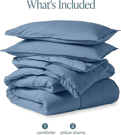 Bare Home Comforter Set - Oversized King Size - Ultra-Soft - Goose Down Alternative - Premium 1800 Series - All Season Warmth (Oversized King, Coronet Blue)