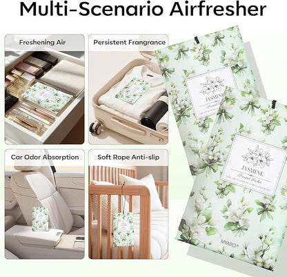 MYARO 20 Packs Jasmine Scent Sachet Air Freshener for Home Car Closet Drawer Shoe Odor Eliminator Long Lasting Deodorizer