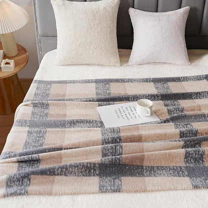 ZYFZCYBL Fleece Throw Blanket Blankets Bulk 6 Pack Soft Lightweight for Cozy Polar Fleece 50 x 60 Solid Pet-Friendly Colorful Bed Sofa Couch Fleece Fabric Travel Wedding Gift（Brown and Grey）