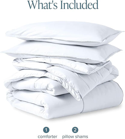 Bare Home Comforter Set - Oversized Queen Size - Ultra-Soft - Goose Down Alternative - Premium 1800 Series - All Season Warmth (Oversized Queen, White)