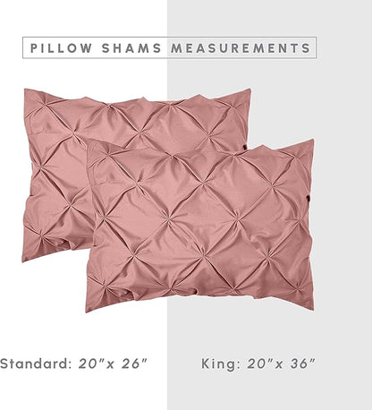 Elegant Comfort 8-Piece Pinch Pleated Comforter Set - All Season Complete Bed in a Bag, Includes 4pc Smart Sheet Set, Bed Skirt, Comforter, Matching Pillowcases and Shams, King/Cal King, Dusty Rose