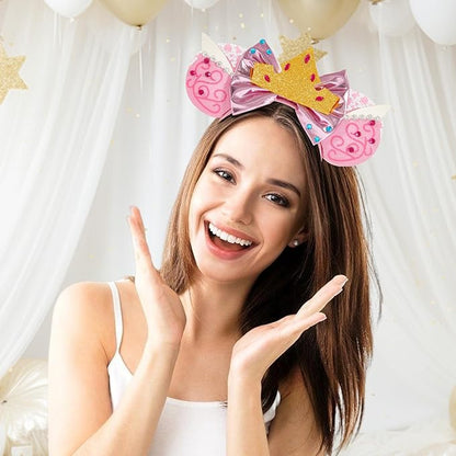 Mouse Ear Headbands,Sparkle Mouse Ears Headband for Women Girls Cartoon Princess Costume Cosplay Decoration (Pink Princess)