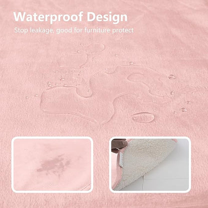 Waterproof Dog Blankets for Medium Dogs, Washable Pet Blanket for Indoor Cats, Plush Sherpa Puppy Throw Furniture Protector for Bed Couch Sofa(30"x40",M,Pink)