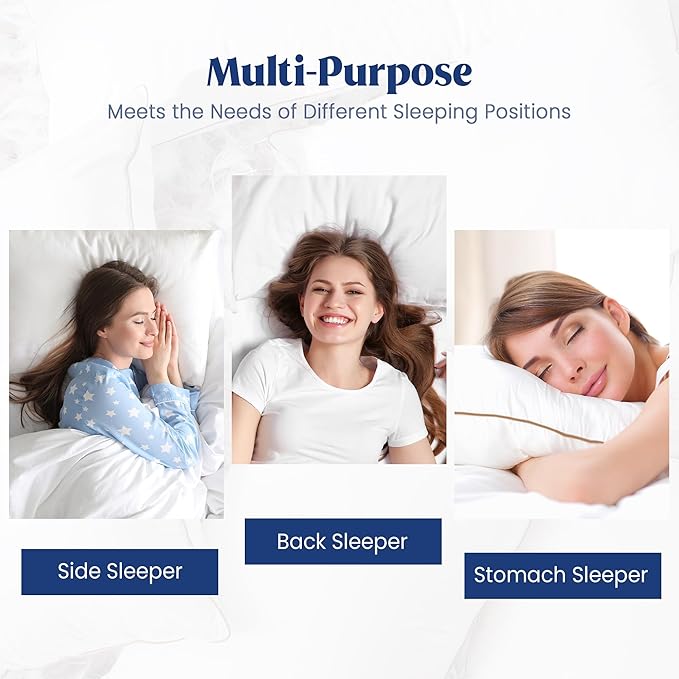puredown® Goose Feather Down Pillows Queen Size Set of 2, Soft Fluffy Luxury Hotel Collection Bed Pillow for Back, Stomach or Side Sleeper.