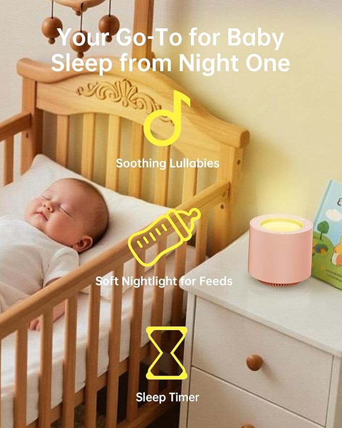 Dimmable Nursery Night Light: Red Light Therapy Sleep Sound Machine with 38 Soothing Sounds & Calming Womb Soother Shusher, Memory Function, White Noise Machine with Timer for Baby Adult Gift (Peach)