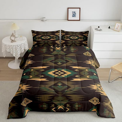 Feelyou Rustic Lodge Cabin Comforter Set,Western Southwestern Aztec Bedding Set Full Size,Boys Girls Bedroom Room Decor,Bohemian Comforter,Western Farmhouse Bed Set for All Season