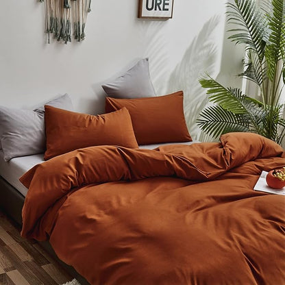 CLOTHKNOW Burnt Orange California King Comforter Set Rust Bedding Comforter Sets Soft Caramel Cinnamon Comforter with 2 x Pillow Cases