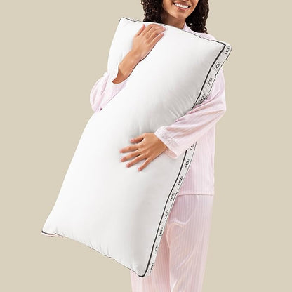 UGG King Bed Pillow – Plush Down Alternative Pillow, Soft & Breathable Medium Firm Sleeping Pillows, Premium Luxury Home Decor Hypoallergenic Pillow for Bed, White, 20” x 36” (Devon)