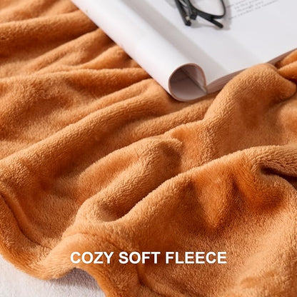 Hansleep Fleece Pumpkin Orange Full Blanket, Super Soft Flannel Fuzzy Plush Cozy Blanket for All Seasons, Pumpkin Orange, Full 84x90 Inches