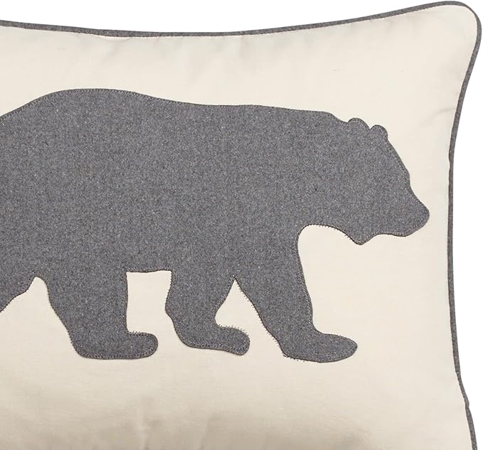 Eddie Bauer Home Throw Pillow with Zipper Closure, Perfect Luxurious Bedding Set for Bed or Sofa, 16" x 20", Bear Twill Grey
