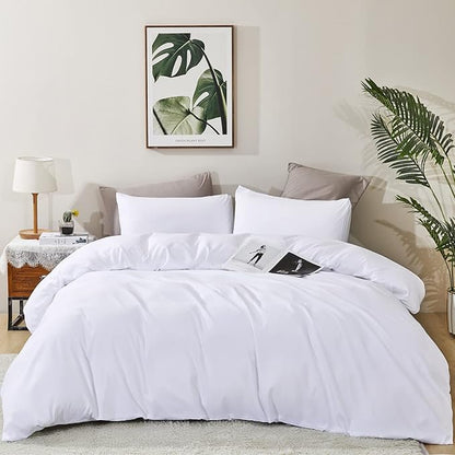 KAREVER White Fluffy Comforter Full Size Women Soft Bedding Set Men Durable 3 Pieces White Blanket Set 1 Full Comforter (80x90 inches) 2 Pillowcases (20x26 inches)