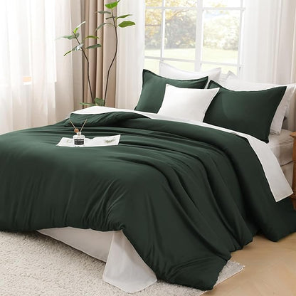 Litanika California King Comforter Set Forest Green - 3 Pieces Cal King Lightweight Soft Plain Bed Comforter, Oversized Down Alternative Bedding Set - Machine Washable (104x96In, 2 Pillowcases)