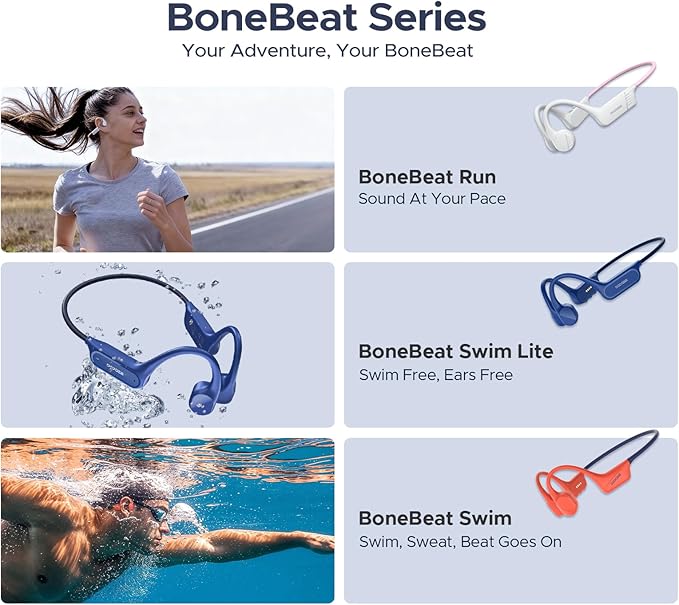 DOOGEE Bone Conduction Headphones IP68 Waterproof Swimming Headphones,10H Running Headphones Bluetooth 5.4 Open Earphones 32GB MP3 Dual Modes for Cycling,Underwater Swimming,Fitness (Black)
