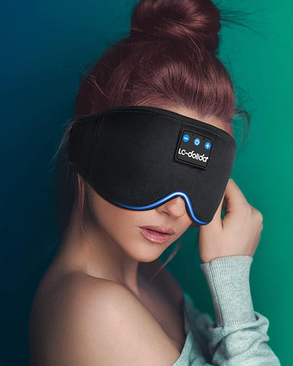 LC-dolida Sleep Mask with Bluetooth Headphones, Sleep Headphones Bluetooth Sleep Mask Eye Mask Pressure Relief Night Sleeping Headphones for Side Sleepers Best Gift and Travel Essential