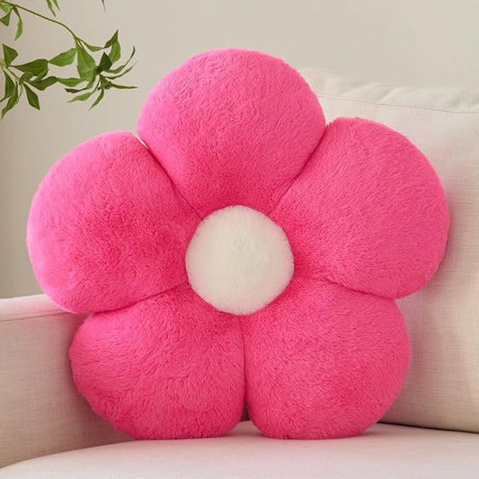 Zlgkjk Flower Pillow, Decorative Throw Pillows with Soft Plush for Couch Bed, Cute Daisy Pillow Cushion Home Decor Floral Throw Pillow (Hot Pink, 19.6 Inches)