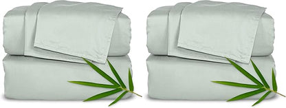 Pure Bamboo King Sheets, Genuine 100% Organic Viscose Derived from Bamboo Bed Sheet Set, Luxuriously Soft & Cooling, Double Stitching, 2 Year Quality Promise (King, Sea Glass) (Pack of 2)