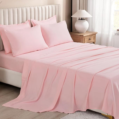 Litanika Queen Comforter Set Pink - 7 Pieces Bed in a Bag Queen Bedding Comforter Sets, Solid Lightweight Bed Set with Comforter, Sheets, Pillowcases & Shams