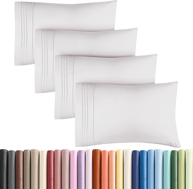King Pillow Cases Set of 4 - Ultra Soft Hotel Quality Pillowcase Covers - Comfy, Cozy & Wrinkle Free - Shrink, Stain & Fade Resistant - Machine Washable Pillow Protectors - 4 Piece Set - French Grey