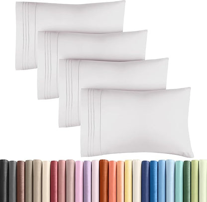 King Pillow Cases Set of 4 - Ultra Soft Hotel Quality Pillowcase Covers - Comfy, Cozy & Wrinkle Free - Shrink, Stain & Fade Resistant - Machine Washable Pillow Protectors - 4 Piece Set - French Grey