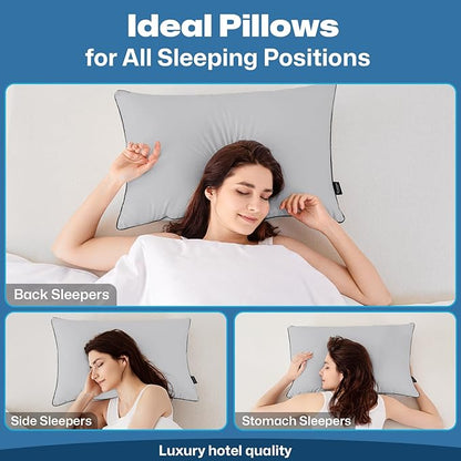 GOHOME Pillows Queen Size Set of 4 - Bed Pillows for Sleeping 4 Pack, Cooling Supportive Hotel Pillows with Premium Soft Down Alternative Fill for Side Stomach and Back Sleepers