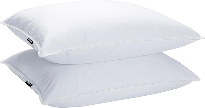 JA COMFORTS Goose Feather Down Bed Pillows (2 Packs)- King(20IN×36IN), High Fill Weight, Double-Layer Downproof Fabric Design, Goose Down Filling, 600 Thread Count,100% Cotton Cover, White