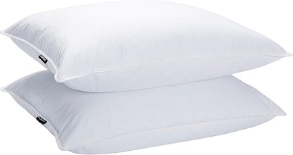 JA COMFORTS Goose Feather Down Bed Pillows (2 Packs)- King(20IN×36IN), High Fill Weight, Double-Layer Downproof Fabric Design, Goose Down Filling, 600 Thread Count,100% Cotton Cover, White