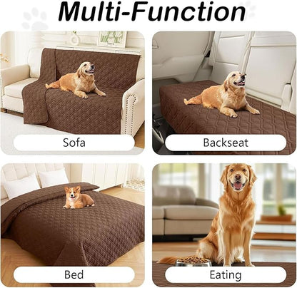 hyha Waterproof Dog Bed Blanket, Soft Pet Blankets, Waterproof Couch Cover for Dogs, Reversible Sofa Covers Washable for Furniture (52x82 Inch, Brown/Brown)