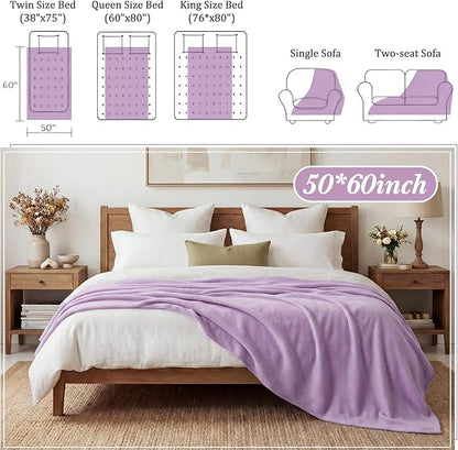 Buryeah 10 Pcs Fleece Blanket Bulk Soft Warm Blankets Cozy Fleece Lightweight Throw Blankets Plush Pet Throw Blanket for Home Bed Sofa Office Wedding Gifts Travel(50" X 60",Taro Purple)