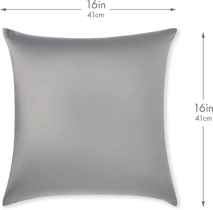 PILLOWY 16" x 16" Throw Pillow - Dark Grey: 1 PCS Luxurious Premium Microbead Pillow with 85/15 Nylon/Spandex Fabric. Forever Fluffy, Outstanding Beauty & Support. Silky, Soft & Beyond Comfortable