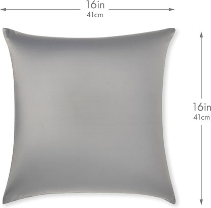 PILLOWY 16"x16" Throw Pillowcases (Cover Only) - 85/15 Nylon, Spandex - Luxurious, Silky, Stretchy & Soft - 1Pcs Solid Color - A Perfect Choice for Couch Chairs Sofa Bed Adult/Kids Bedroom, Dark Grey