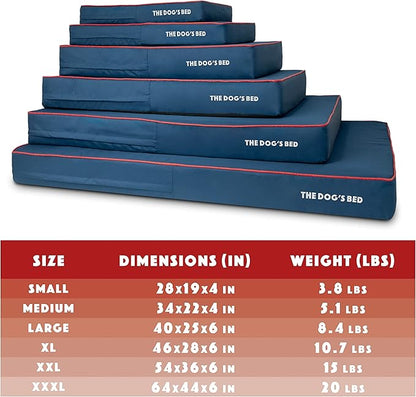 The Dog’s Bed Orthopedic Memory Foam Dog Bed Mattress, Oxford Fabric, Blue with Red Trim, XXXL, 6-Inch