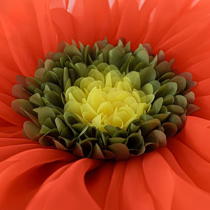 3D Flower Throw Pillow Decorative Daisy Accent Pillows Handmade Cute Round Velvet Floral Cushion with Insert for Couch Bed Chair Car Living Room Bedroom Home Decor 12Inch Vibrant Orange