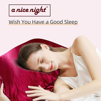 A Nice Night Satin Silky Soft Quilt Luxury Super Soft Microfiber Bedding Comforter Set Full/Queen, Light Weighted (Red, Queen)