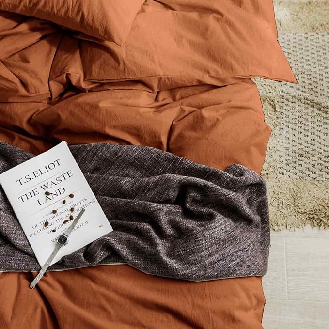 ETDIFFE King Size Burnt Orange Comforter Set, 3pc Terracota Aesthetic Modern Bedding Set - Soft & Lightweight Caramel Rust All Season Microfiber Down Alternative Bed Comforter with 2 Pillow Shams