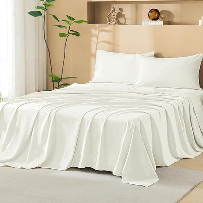 Litanika Twin Comforter Set with Sheets Ivory - 5 Pieces Boho Tufted Shabby Chic Bed in a Bag, Fluffy Soft Farmhouse Bed Set for All Seasons