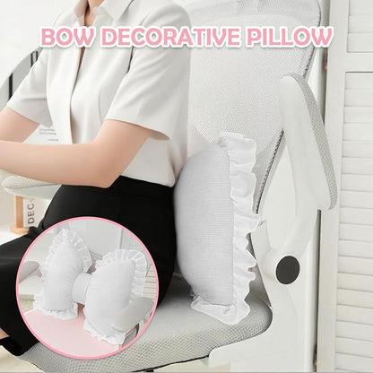 Set of 2 Bow Shaped Throw Pillow Soft Bowknot Decorative Pillows Cute Car Lumbar Pillows Novelty Bow Pillow for Sofa Couch Bed Living Room Bedroom (White)