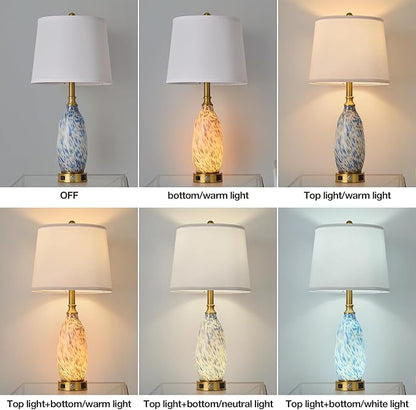 AIDENOEY 26" Modern Art Glass Table & Bedside Lamp, Stepless Dimmable Base + Dimmable 3-Color Light, USB A/C Charging Ports, Touch Control & Switch for Bedroom, Living Room, Office, Study
