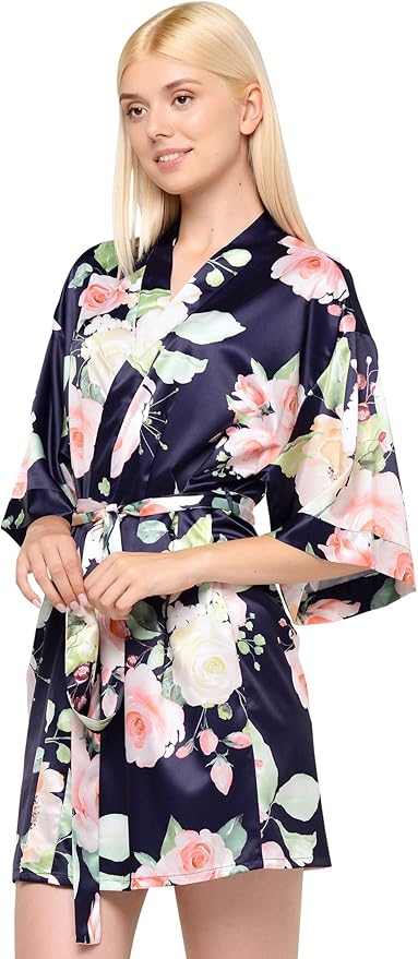 Turquaz Women's Bride Bridesmaids Silky Robe Satin Kimono Robes for Women Lingerie