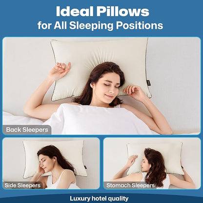 GOHOME Pillows Queen Size Set of 4 - Bed Pillows for Sleeping 4 Pack, Cooling Supportive Hotel Pillows with Premium Soft Down Alternative Fill for Side Stomach and Back Sleepers