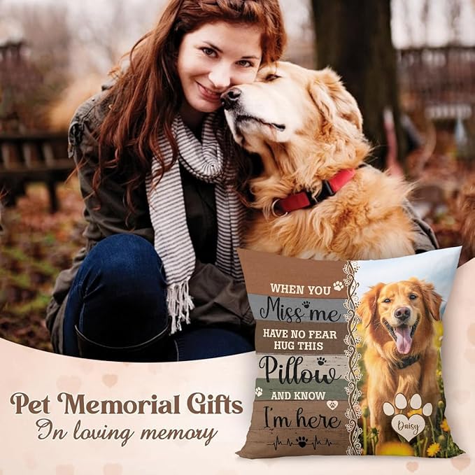 Custom Pet Memorial Throw Pillow (Insert Included), Dog Memorial Gifts For Loss Of Dog, Pet Pillows Photo, Pet Loss Gifts Sympathy Gifts For Pet, Pillow Case Cover, Square Pillow, Photo Pillow