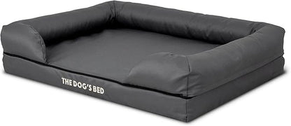 The Dog’s Bed Orthopedic Memory Foam Dog Bed with Bolsters, Oxford Fabric, Grey with Black Trim, M