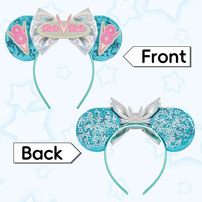 Car Mouse Ear Headbands,Sparkle Mouse Ears Headband for Women Girls Cartoon Princess Costume Cosplay Decoration (TG-blueV8)