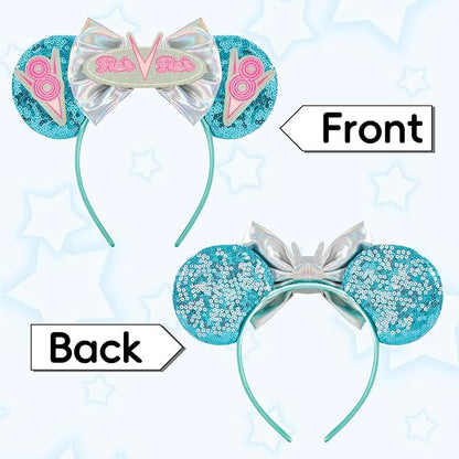 Car Mouse Ear Headbands,Sparkle Mouse Ears Headband for Women Girls Cartoon Princess Costume Cosplay Decoration (TG-blueV8)