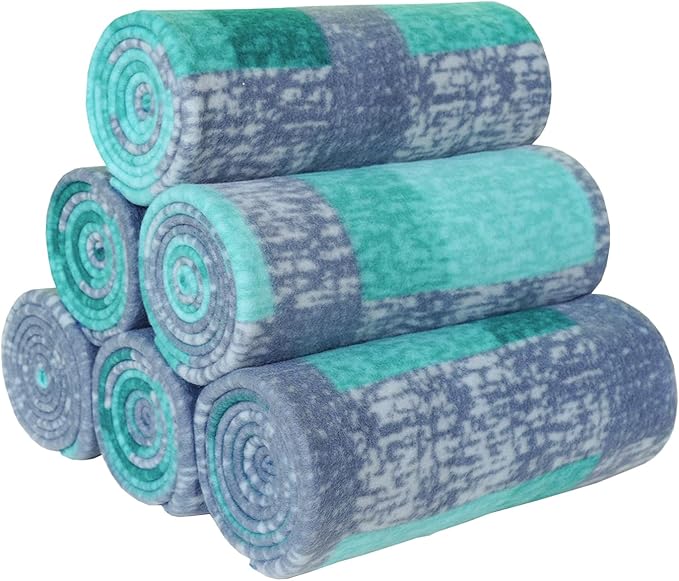 ZYFZCYBL Fleece Throw Blankets for Couch Bulk Lightweight Warm Soft Cozy Blanket 6 Pack Bulk Fleece Blanket Solid for Bed Couch Office Gifts Outdoor 50 x 60 inch Teal and Grey