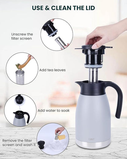 GiNT Stainless Steel Thermal Coffee Carafe Lid With Tea Infuser(Pink Lid, Fits GiNT Coffee Carafe)