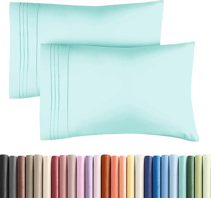 King Pillow Cases Set of 2 - Ultra Soft Hotel Quality Pillowcase Covers - Comfy, Cozy & Wrinkle Free - Shrinkage, Stain and Fade Resistant - Machine Washable Pillow Protectors - 2 Piece Set - Spa Blue